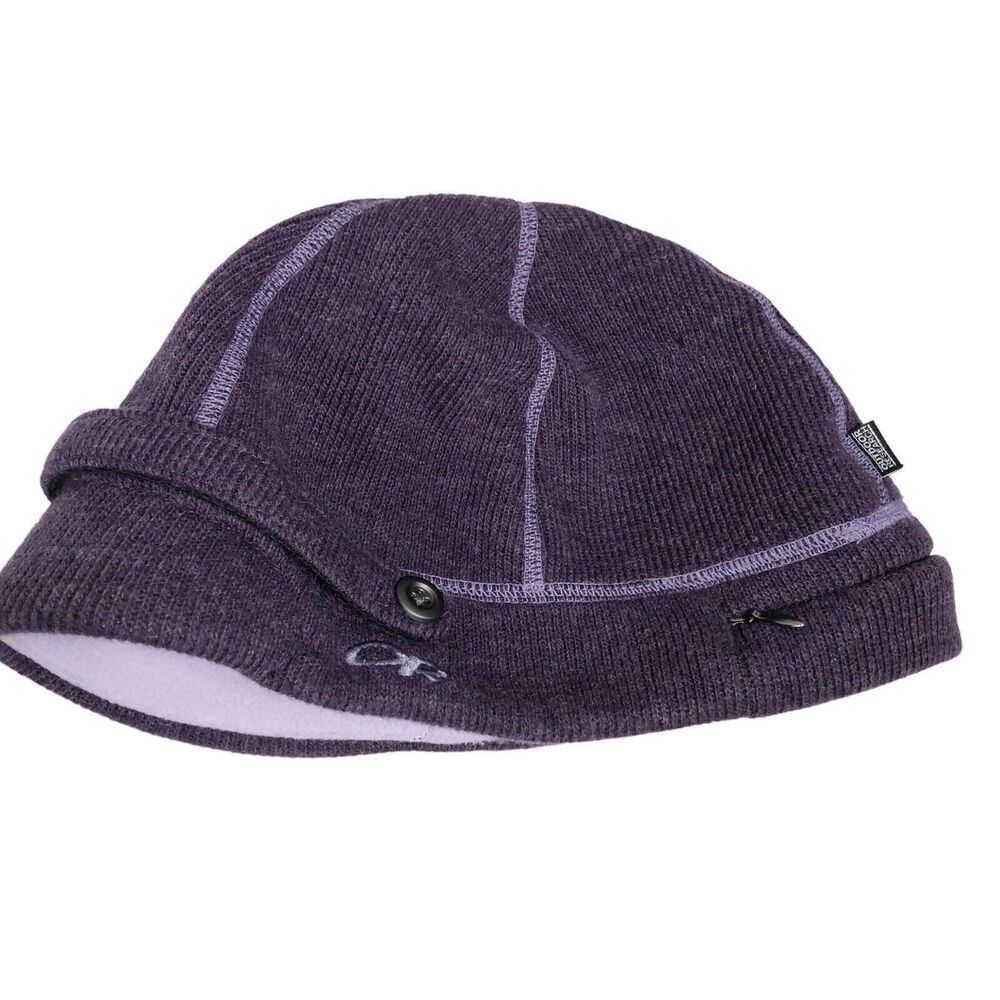 Outdoor Research Flurry Beanie Hat Womens L/XL Purple Wool Blend Fleece Lined